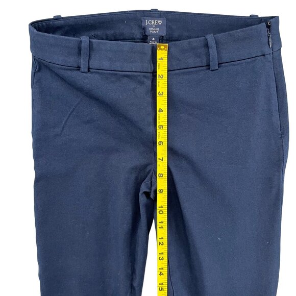 J.CREW Winnie Pants Womens Navy Blue Cotton Stretch Side Zip Flat Front Size 4 - Picture 12 of 14